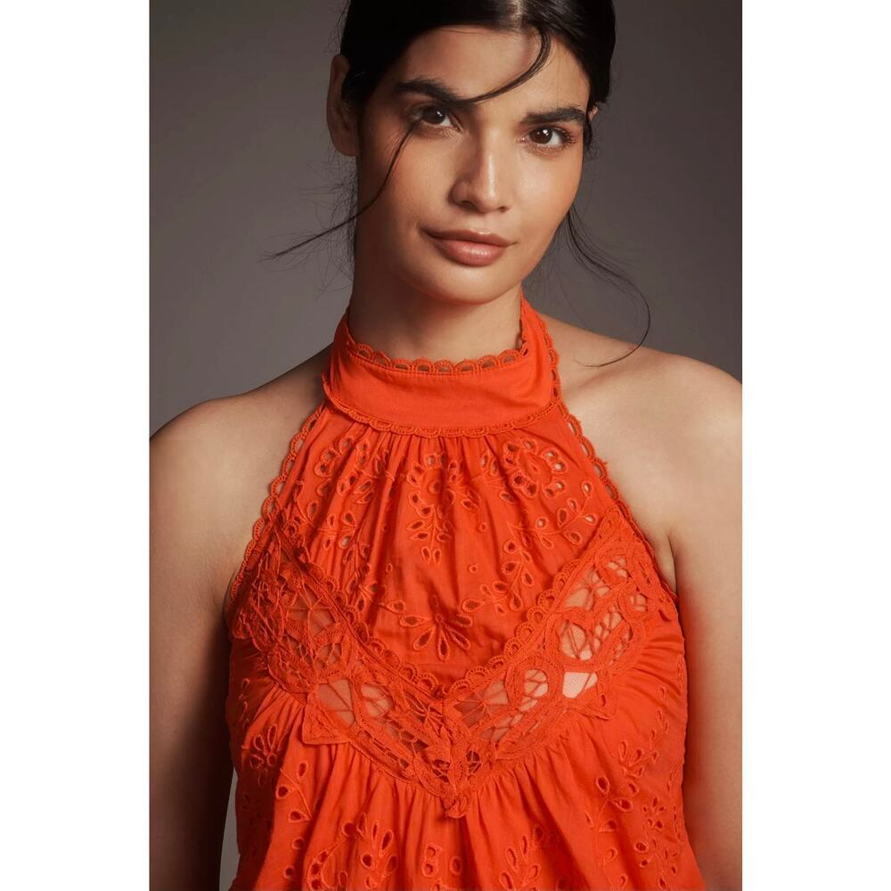 NWT By Anthropologie Halter Cutwork Lace Dress. Size M. Ret. $298